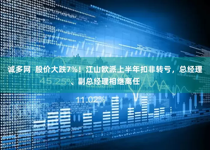 诚多网  股价大跌7%！江山欧派上半年扣非转亏，总经理、副总经理相继离任
